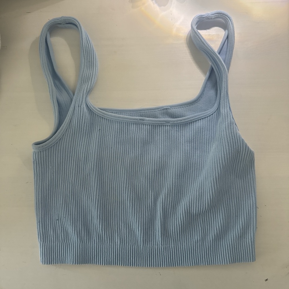 Light Blue Ribbed Crop Top